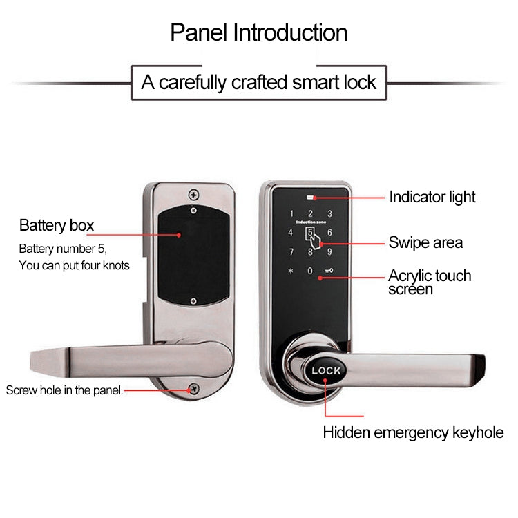OS8818 Contraseña + Llave + Tarjeta de sensor Cerradura de puerta electrónica de aleación de zinc Pantalla táctil Cerradura de código electrónico, OS8818