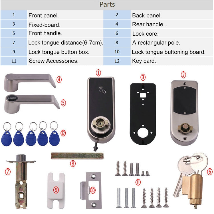 OS8818 Contraseña + Llave + Tarjeta de sensor Cerradura de puerta electrónica de aleación de zinc Pantalla táctil Cerradura de código electrónico, OS8818
