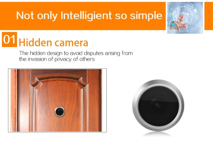 Danmini YB-30BH Pantalla de 3 pulgadas Cámara de seguridad de 1.0MP Mirilla de puerta para tomar fotografías, compatible con tarjeta TF, 1.0MP TF Card