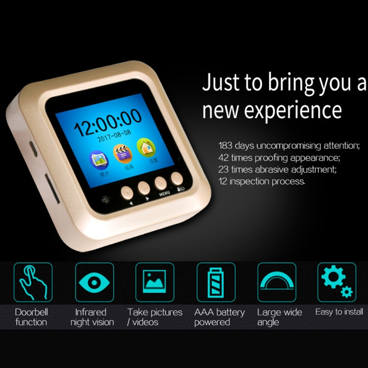 Danmini W5 Pantalla de 2.4 pulgadas Cámara de seguridad de 2.0MP Timbre con visor de mirilla sin molestias, compatible con tarjeta TF / Visión nocturna / Grabación de video, W5