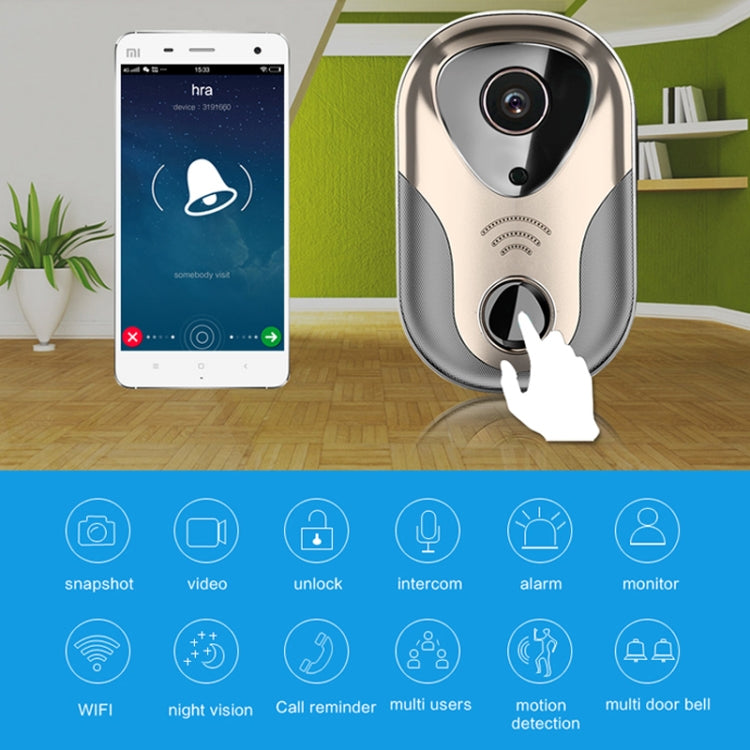 Timbre de intercomunicación HD de red 163Eye L1-NJ Smart Visual WIFI 1.3MP, compatible con tarjeta Micro SD y visión nocturna, 163Eye Gold, 163Eye