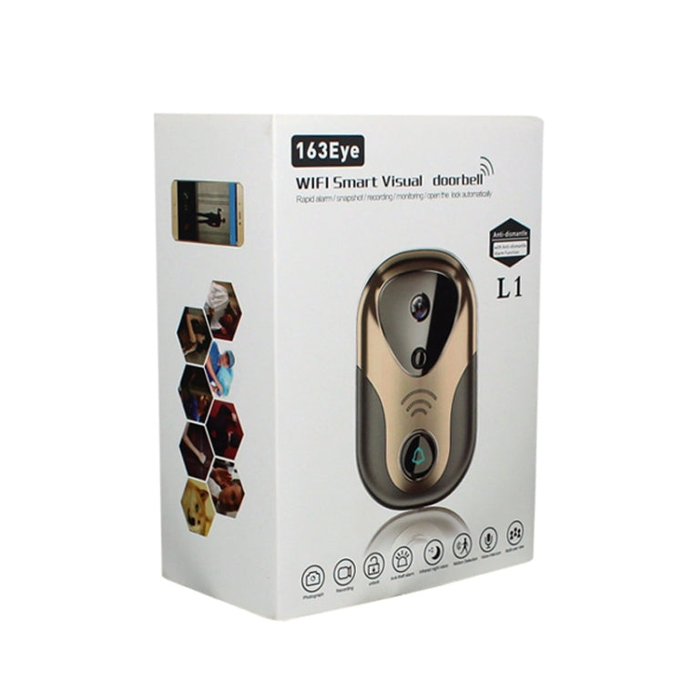 Timbre de intercomunicación HD de red 163Eye L1-NJ Smart Visual WIFI 1.3MP, compatible con tarjeta Micro SD y visión nocturna, 163Eye Gold, 163Eye