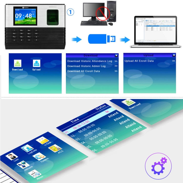 Asistencia de tiempo de huellas dactilares Realand AL355 con pantalla a color de 2,8 pulgadas, función de tarjeta de identificación y WiFi, AL355