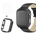 ENKAY Hat-Prince 2 en 1 Carcasa protectora semirrevestida de TPU con textura de fibra de carbono + Protector de pantalla HD curvo con curvatura por calor PET de pantalla completa 3D para Apple Watch Series 5 y 4 de 40 mm                                ...