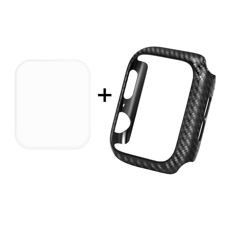 ENKAY Hat-Prince 2 en 1 Carcasa protectora semirrevestida de TPU con textura de fibra de carbono + Protector de pantalla HD curvo con curvatura por calor PET de pantalla completa 3D para Apple Watch Series 5 y 4 de 40 mm                                ...