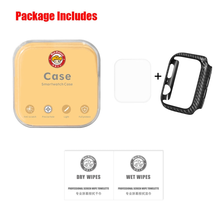 ENKAY Hat-Prince 2 en 1 Carcasa protectora semirrevestida de TPU con textura de fibra de carbono + Protector de pantalla HD curvo con curvatura por calor PET de pantalla completa 3D para Apple Watch Series 5 y 4 de 40 mm                                ...