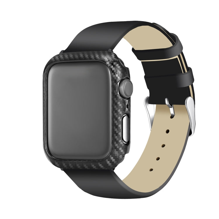 ENKAY Hat-Prince 2 en 1 Carcasa protectora semirrevestida de TPU con textura de fibra de carbono + Protector de pantalla HD curvo con curvatura por calor PET de pantalla completa 3D para Apple Watch Series 5 y 4 de 40 mm                                ...