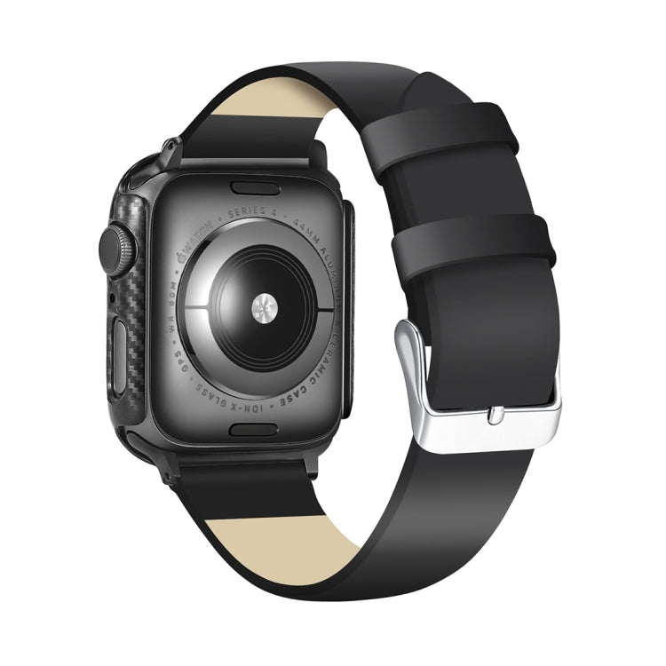 ENKAY Hat-Prince 2 en 1 Carcasa protectora semirrevestida de TPU con textura de fibra de carbono + Protector de pantalla HD curvo con curvatura por calor PET de pantalla completa 3D para Apple Watch Series 5 y 4 de 40 mm                                ...