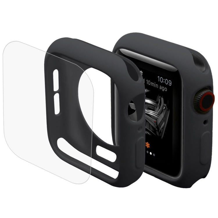 ENKAY Hat-Prince 2 en 1 Carcasa protectora semirrevestida de TPU + Protector de pantalla HD curvo con curvatura por calor PET de pantalla completa 3D para Apple Watch Series 5 y 4 de 44 mm, For Apple Watch Series 6 / 5 / 4 / Watch SE 44mm
