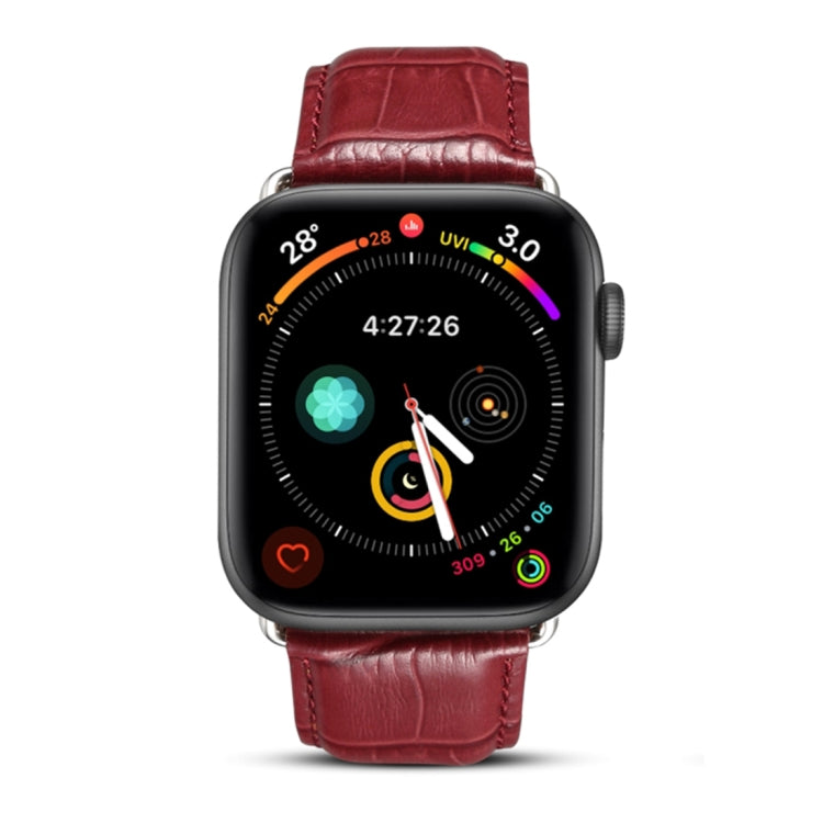Denior Correa de reloj de piel de vaca con grano de cocodrilo para Apple Watch Series 7 45 mm / 6 y SE y 5 y 4 44 mm / 3 y 2 y 1 42 mm