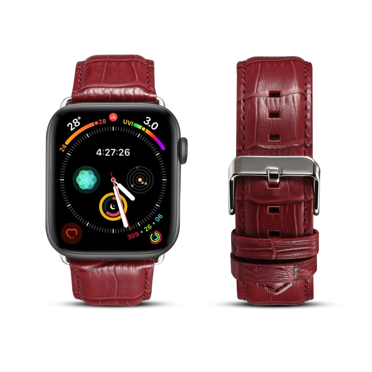 Denior Correa de reloj de piel de vaca con grano de cocodrilo para Apple Watch Series 7 45 mm / 6 y SE y 5 y 4 44 mm / 3 y 2 y 1 42 mm