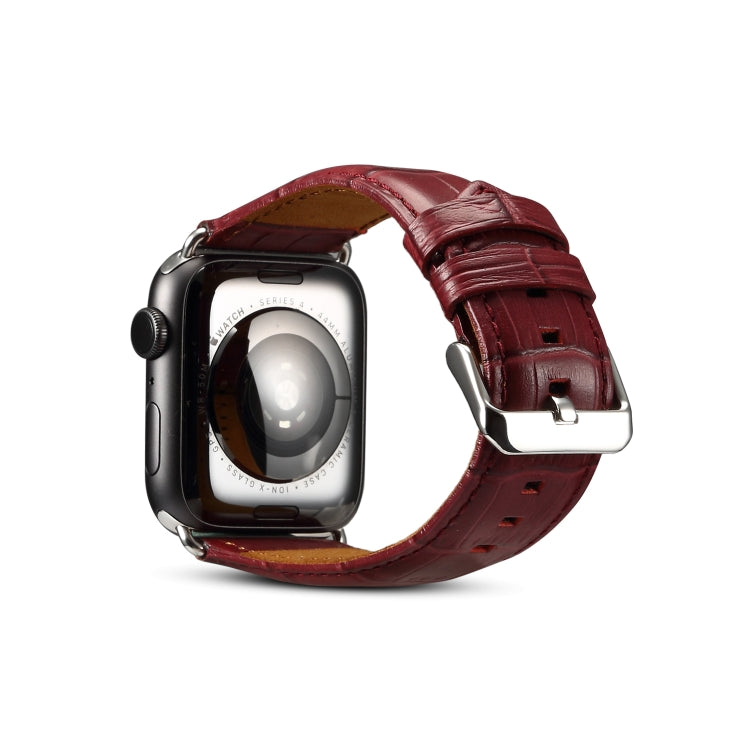 Denior Correa de reloj de piel de vaca con grano de cocodrilo para Apple Watch Series 7 45 mm / 6 y SE y 5 y 4 44 mm / 3 y 2 y 1 42 mm