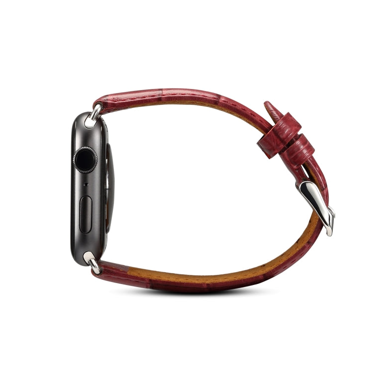 Denior Correa de reloj de piel de vaca con grano de cocodrilo para Apple Watch Series 7 45 mm / 6 y SE y 5 y 4 44 mm / 3 y 2 y 1 42 mm