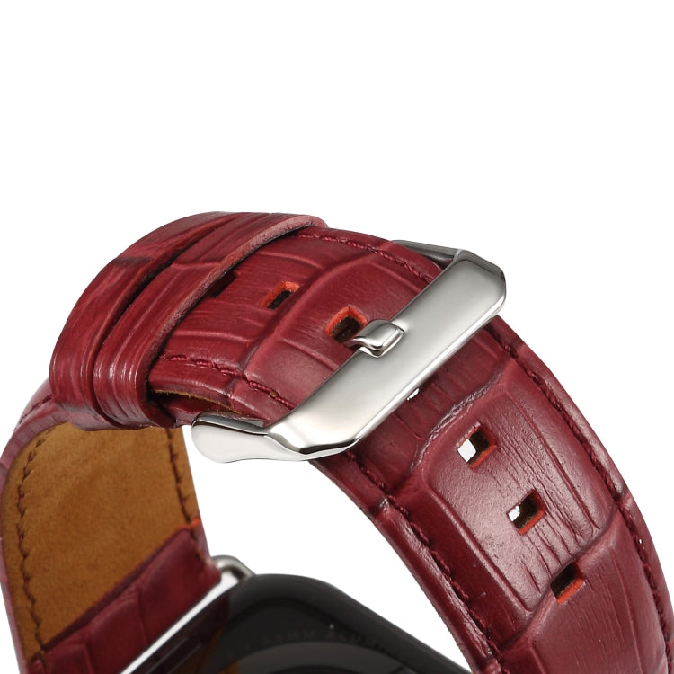 Denior Correa de reloj de piel de vaca con grano de cocodrilo para Apple Watch Series 7 45 mm / 6 y SE y 5 y 4 44 mm / 3 y 2 y 1 42 mm
