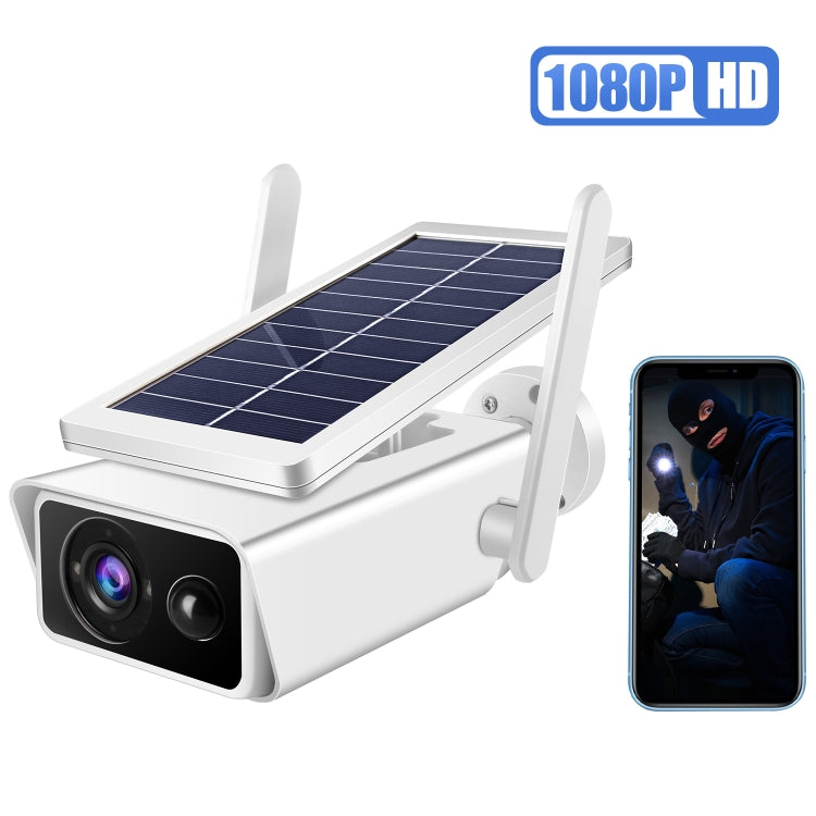 T13-2 Cámara de seguridad WiFi de 2,4 GHz con energía solar 1080P HD sin batería, compatible con detección de movimiento, visión nocturna, audio bidireccional, tarjeta TF, T13-2 without Battery