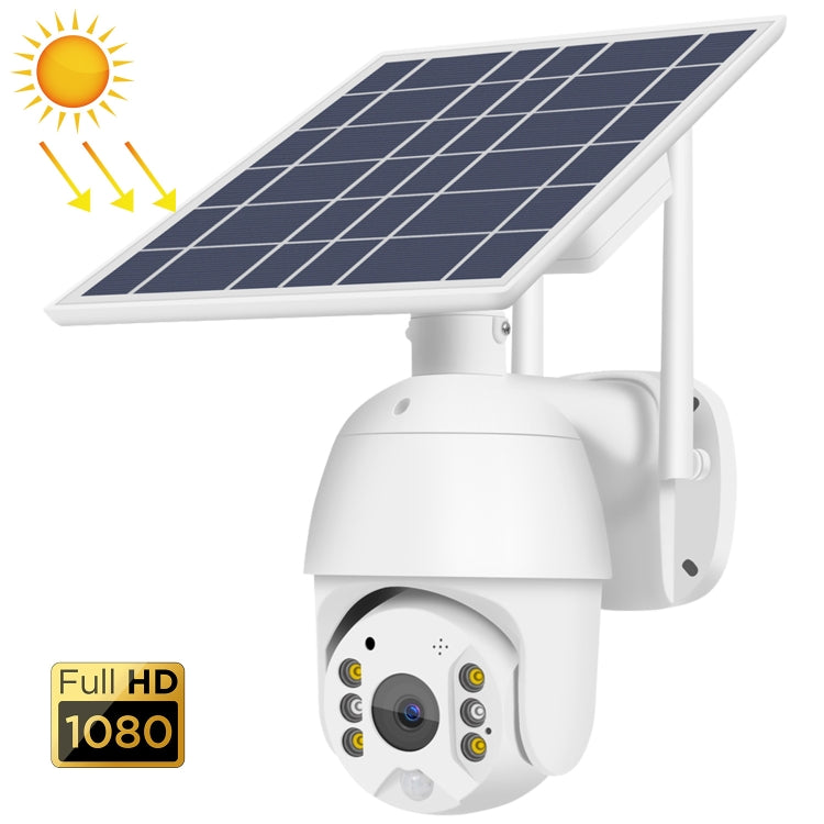 Cámara WiFi con energía solar T16 1080P Full HD, compatible con alarma PIR, visión nocturna, audio bidireccional, tarjeta TF, WiFi