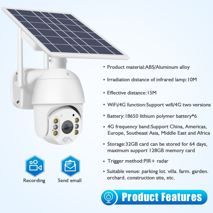 T16 1080P Full HD 4G (versión de la UE) Cámara de monitoreo de red con energía solar, soporte PIR + alarma de radar, visión nocturna, audio bidireccional, tarjeta TF, 4G (EU Version)