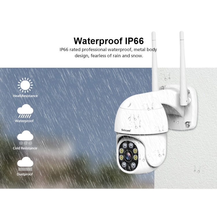 Cámara PTZ para exteriores Sricam SP028 1080P HD, compatible con audio bidireccional / detección de movimiento / detección de humanoides / visión nocturna en color / tarjeta TF, enchufe de EE. UU., SP028 AU Plug, SP028 EU Plug, SP028 UK Plug           ...