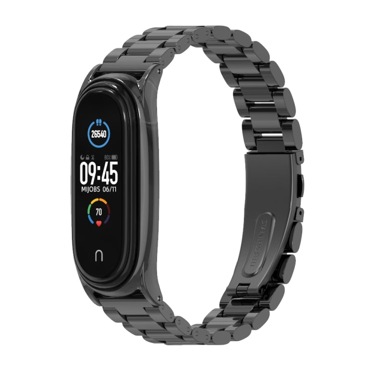Mijobs Correa de reloj de metal de acero inoxidable para Xiaomi Mi Band 3, 4, 5 y 6