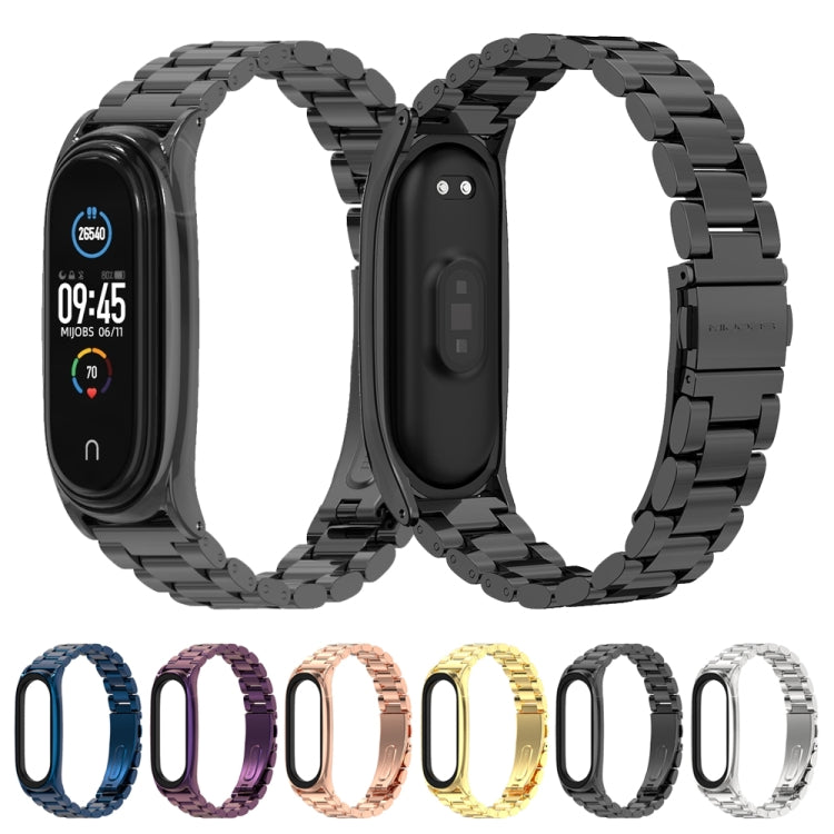 Mijobs Correa de reloj de metal de acero inoxidable para Xiaomi Mi Band 3, 4, 5 y 6
