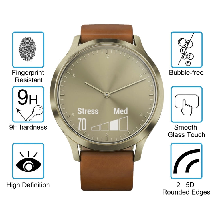2 uds ENKAY Hat-Prince para reloj inteligente Garmin Vivomove HR 0,2mm 9H dureza superficial 2.15D película de pantalla de vidrio templado a prueba de explosiones, For Garmin Vivomove HR