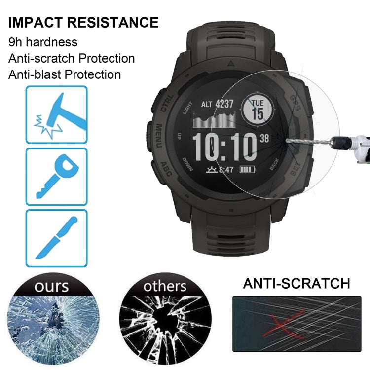2 PCS ENKAY Hat-Prince 0.2mm 9H 2.15D Película de vidrio templado con borde curvo para reloj deportivo inteligente Garmin Instinct, 2 PCS Garmin Instinct