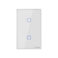 Sonoff T2 Touch Interruptor de pared con panel de vidrio templado de 120 mm Interruptor táctil para luz de hogar inteligente, compatible con Alexa y Google Home, CA 100 V-240 V, enchufe de EE. UU., 120mm/ 2 US Plug