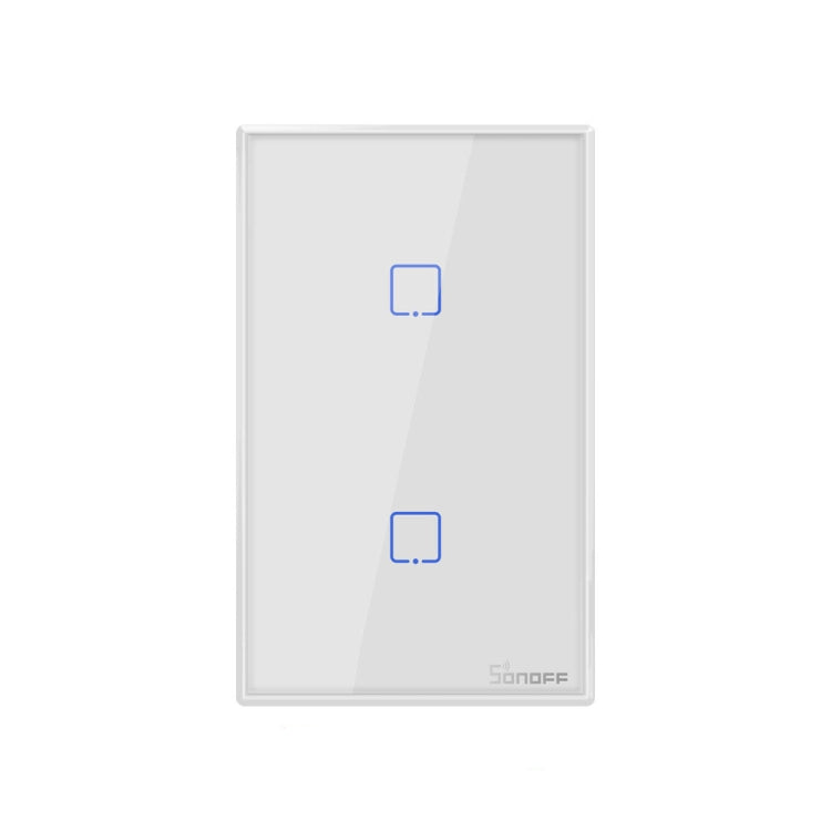 Sonoff T2 Touch Interruptor de pared con panel de vidrio templado de 120 mm Interruptor táctil para luz de hogar inteligente, compatible con Alexa y Google Home, CA 100 V-240 V, enchufe de EE. UU., 120mm/ 2 US Plug