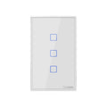 Sonoff T2 Touch Interruptor de pared con panel de vidrio templado de 120 mm Interruptor táctil para luz de hogar inteligente, compatible con Alexa y Google Home, CA 100 V-240 V, enchufe de EE. UU., 120mm/ 3 US Plug
