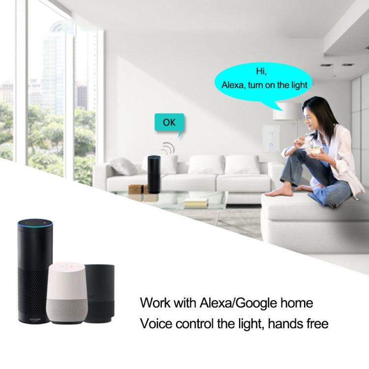 Sonoff T2 Touch Interruptor de pared con panel de vidrio templado de 120 mm Interruptor táctil para luz de hogar inteligente, compatible con Alexa y Google Home, CA 100 V-240 V, enchufe de EE. UU., 120mm/ 3 US Plug