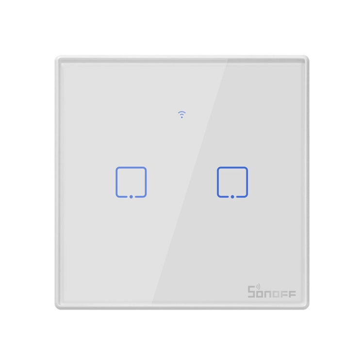 Sonoff T2 Touch Interruptor de pared con panel de vidrio templado de 86 mm Interruptor táctil para luz de hogar inteligente, compatible con Alexa y Google Home, CA 100 V-240 V, enchufe del Reino Unido, 86mm/ 2 UK Plug