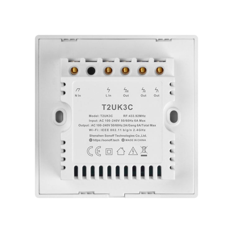 Sonoff T2 Touch Interruptor de pared con panel de vidrio templado de 86 mm Interruptor táctil para luz de hogar inteligente, compatible con Alexa y Google Home, CA 100 V-240 V, enchufe del Reino Unido, 86mm/ 2 UK Plug