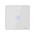Sonoff T2 Touch Interruptor de pared con panel de vidrio templado de 86 mm Interruptor táctil para luz de hogar inteligente, compatible con Alexa y Google Home, CA 100 V-240 V, enchufe de la UE, 86mm/ 1 EUPlug