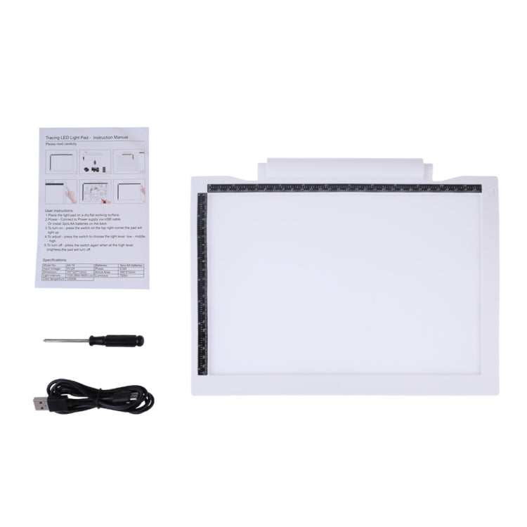 A4-19 6.5W Tres niveles de brillo Regulable A4 LED Dibujo Sketchpad Light Pad con cable USB