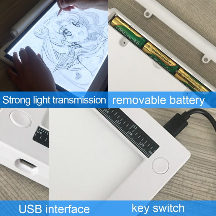 A4-19 6.5W Tres niveles de brillo Regulable A4 LED Dibujo Sketchpad Light Pad con cable USB