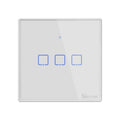 Sonoff T2 Touch Interruptor de pared con panel de vidrio templado de 86 mm Interruptor táctil para luz de hogar inteligente, compatible con Alexa y Google Home, CA 100 V-240 V, enchufe de la UE, 86mm/ 3 EU Plug