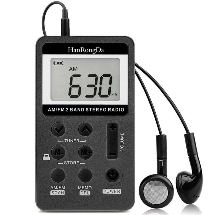 HRD-103 Radio portátil de dos bandas FM + AM con cordón y auriculares
