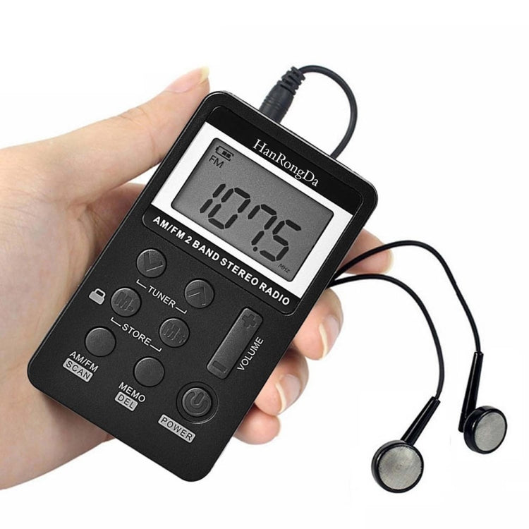 HRD-103 Radio portátil de dos bandas FM + AM con cordón y auriculares