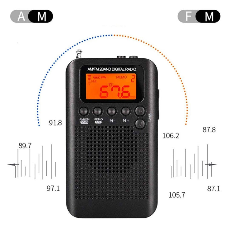 HRD-104 Mini Radio Portátil FM + AM de Dos Bandas con Altavoz