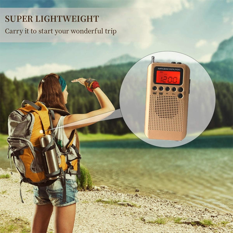 HRD-104 Mini Radio Portátil FM + AM de Dos Bandas con Altavoz
