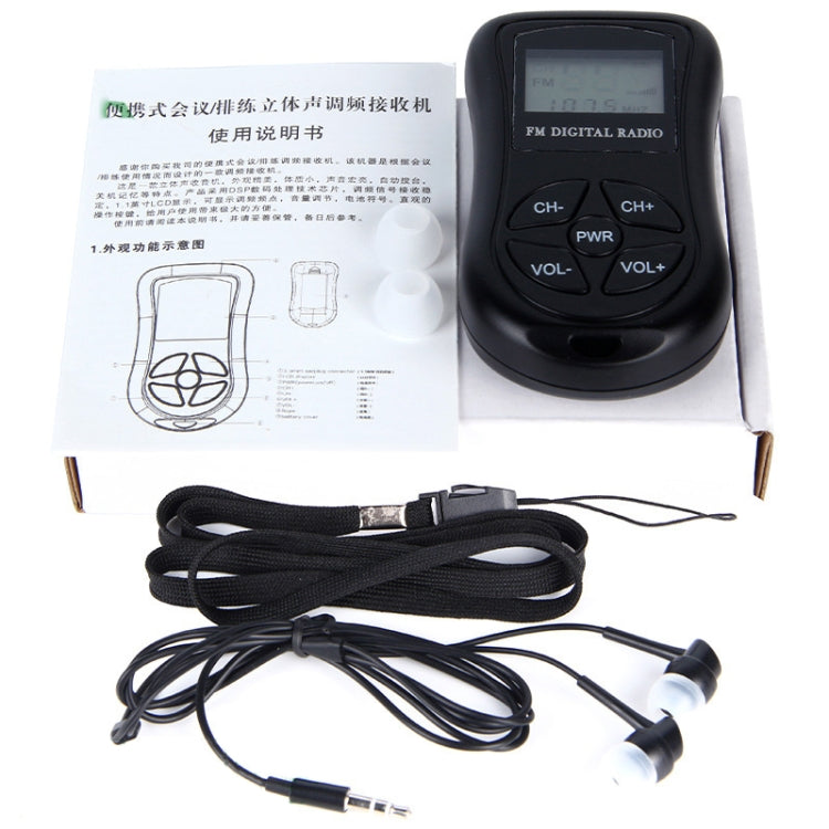 HRD-107 DSP Radio FM estéreo portátil con pantalla digital y auriculares
