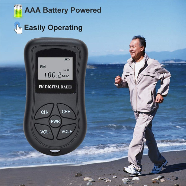 HRD-107 DSP Radio FM estéreo portátil con pantalla digital y auriculares