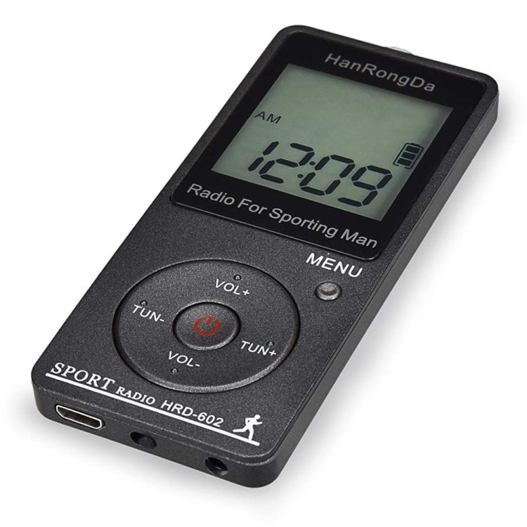 HRD-602 Pantalla digital FM AM Mini radio deportiva con función de conteo de pasos