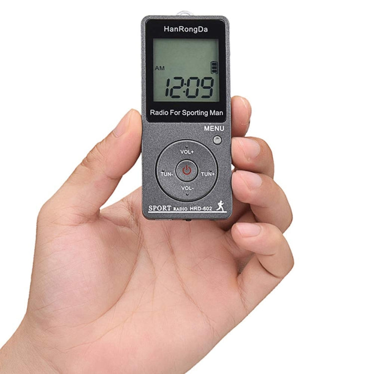 HRD-602 Pantalla digital FM AM Mini radio deportiva con función de conteo de pasos