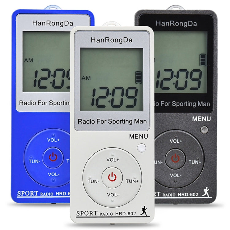 HRD-602 Pantalla digital FM AM Mini radio deportiva con función de conteo de pasos