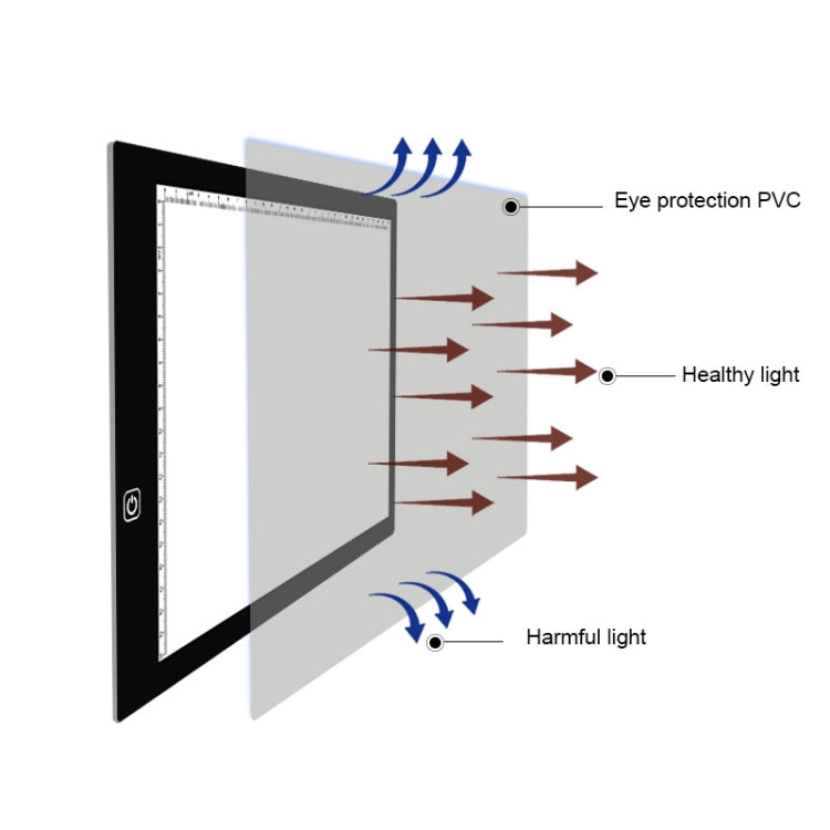 Tableros de copia acrílicos regulables continuos LED LED de tamaño A4 de 5 W y 5 V para bloc de dibujo de dibujo de bocetos de anime, con cable USB y enchufe, tamaño: 220 x 330 x 5 mm, Stepless Dimmable