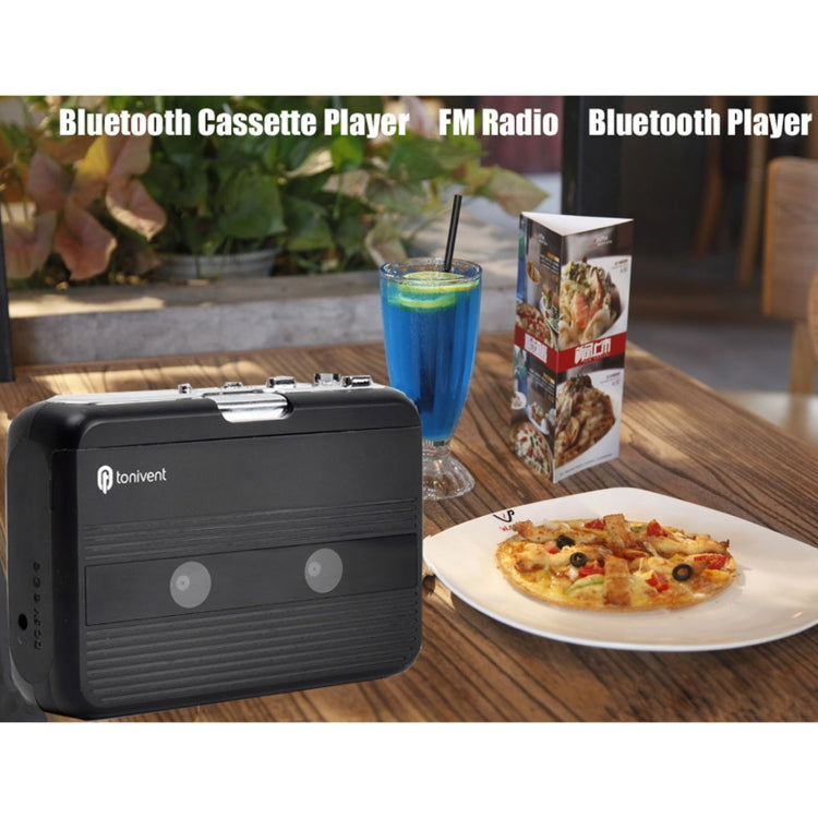 Reproductor de casete de cinta Bluetooth portátil Tonivent TON007B, compatible con entrada y salida FM/Bluetooth, TON007B White, TON007B, TON007T