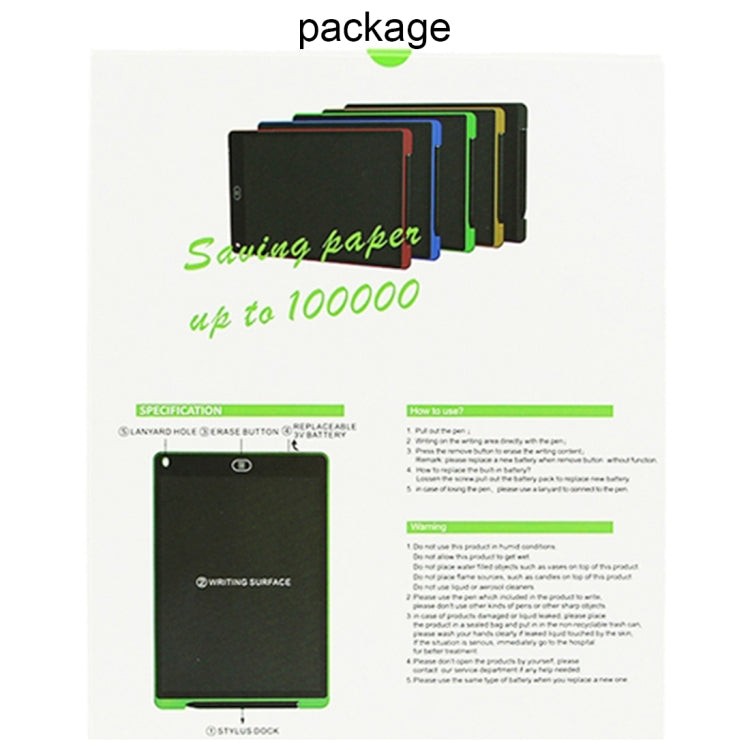 Tableta de escritura LCD portátil de 12 pulgadas, dibujo de grafiti, almohadilla electrónica de escritura a mano, tablero gráfico de mensajes, papel de borrador con bolígrafo de escritura, 12 inch Black, 12 inch Green, 12 inch Blue, 12 inch Red        ...