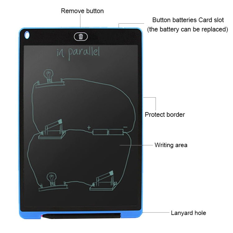 Tableta de escritura LCD portátil de 12 pulgadas, dibujo de grafiti, almohadilla electrónica de escritura a mano, tablero gráfico de mensajes, papel de borrador con bolígrafo de escritura, 12 inch Black, 12 inch Green, 12 inch Blue, 12 inch Red        ...