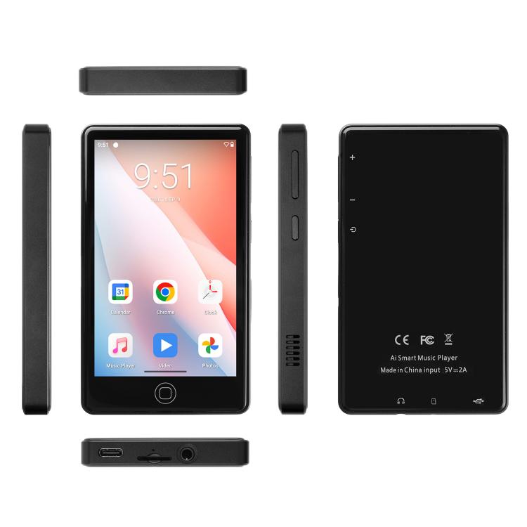 Tablet PC UNIWA MP004 de 4 pulgadas con pantalla IPS, Android 14, IA, reproductor de música inteligente, 3 GB + 32 GB, 3GB+32GB